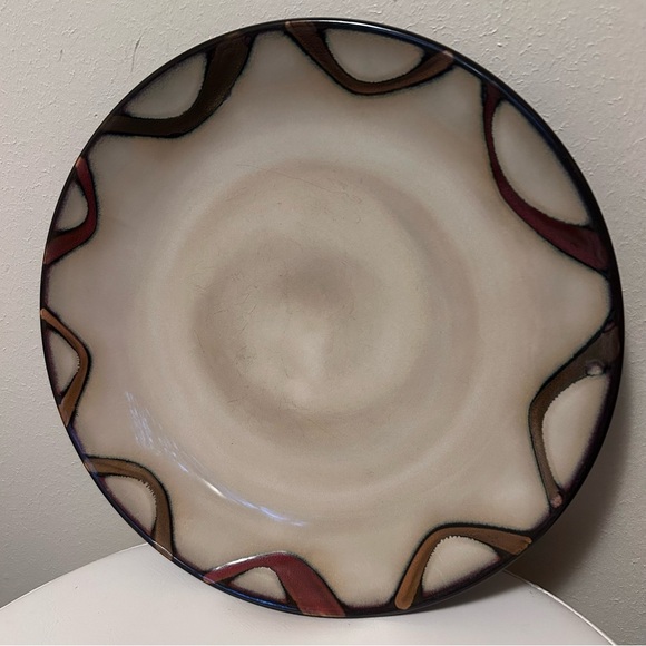 Pier 1 Set Dinner Plates Four "Wave" Stoneware Dinner Plates 11 Inches Brown Tan - Picture 7 of 7